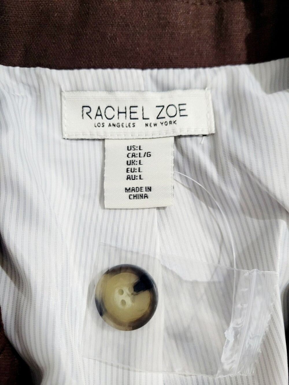 NEW Rachel Zoe Linen Blend Cropped Blazer Jacket Brown Women's Large Large NWT - Picture 7 of 12